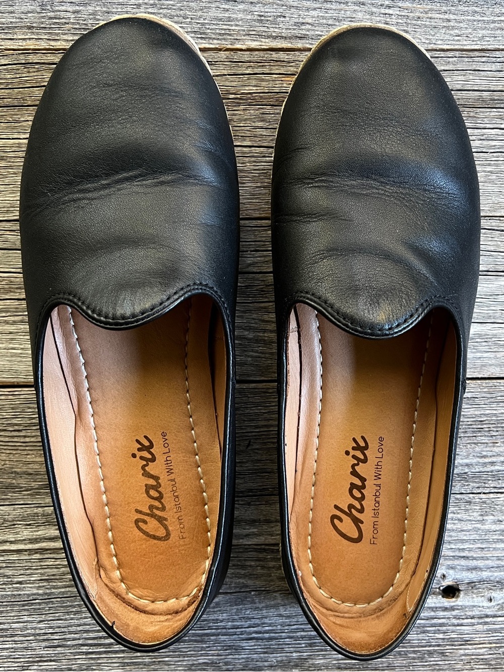 Charix Black Leather Women’s Slip-On Loafers